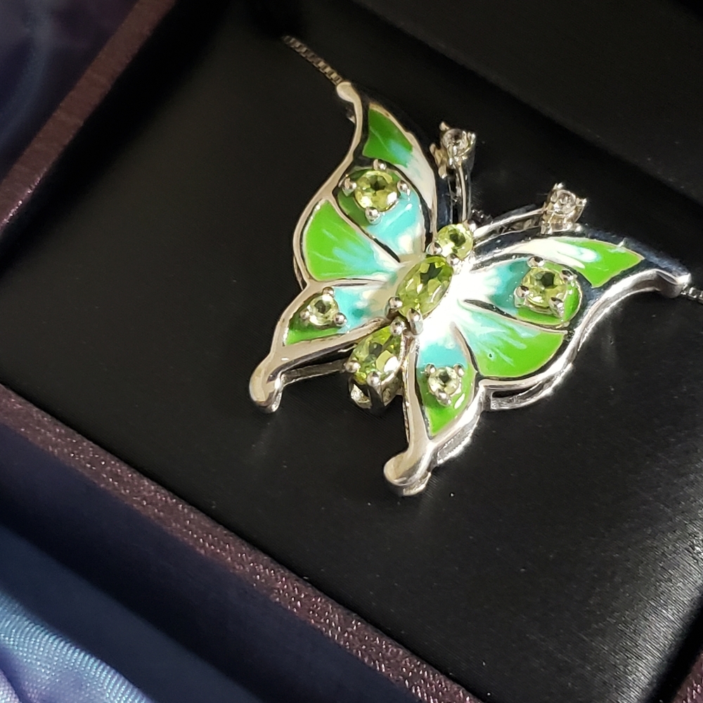 Kay Jewelers Sterling Silver Peridot Butterfly Necklace Alwand Vahan